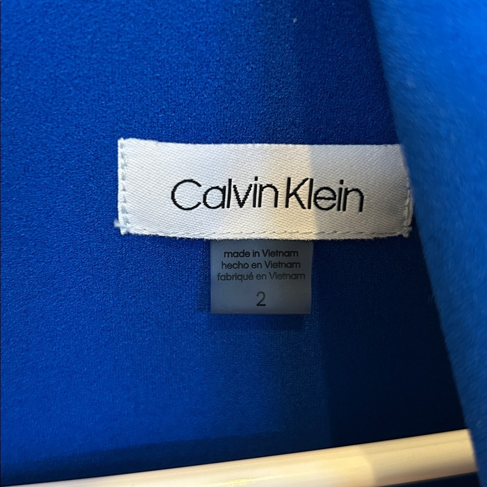 Calvin Klein Sleeveless Blue Belted Dress - Picture 3 of 3